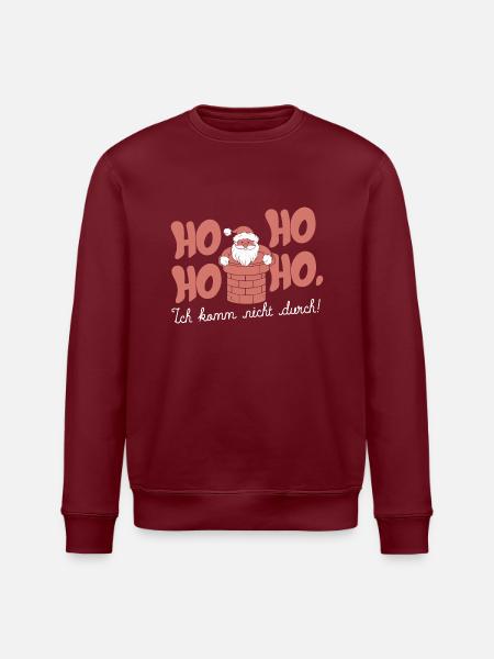 HoHoHo Ich komm nicht durch Lustig Weihnachtsmann - Stanley/Stella Unisex Bio-Sweatshirt ROLLER - Burgunderrot