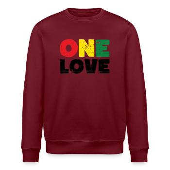 One Love Reggae Musik - Stanley/Stella Unisex Bio-Sweatshirt ROLLER - Burgunderrot - Vorne - Nik (191cm)