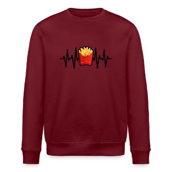 Pommes Frites Herzschlag - Stanley/Stella Unisex Bio-Sweatshirt ROLLER - Burgunderrot - Vorne - Nik (191cm)