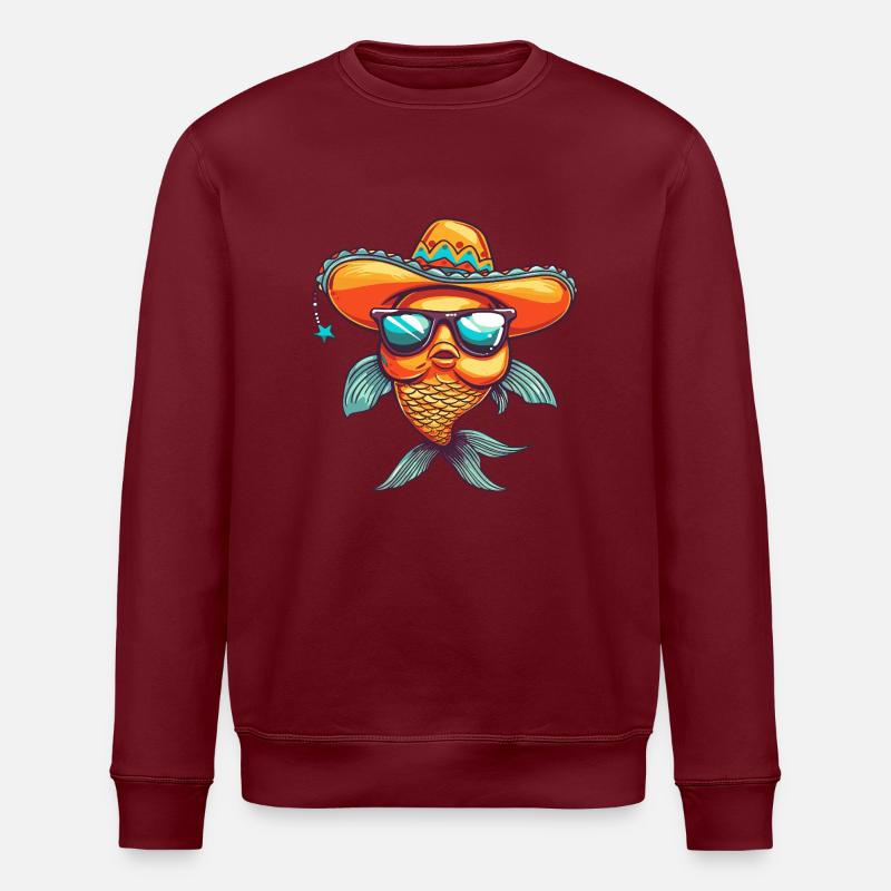 Goldfish Comic Funny Sombrero - Stanley/Stella ROLLER Unisex Organic Sweatshirt - burgundy