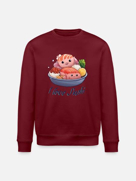 I love Sushi - Stanley/Stella Unisex Bio-Sweatshirt ROLLER - Burgunderrot