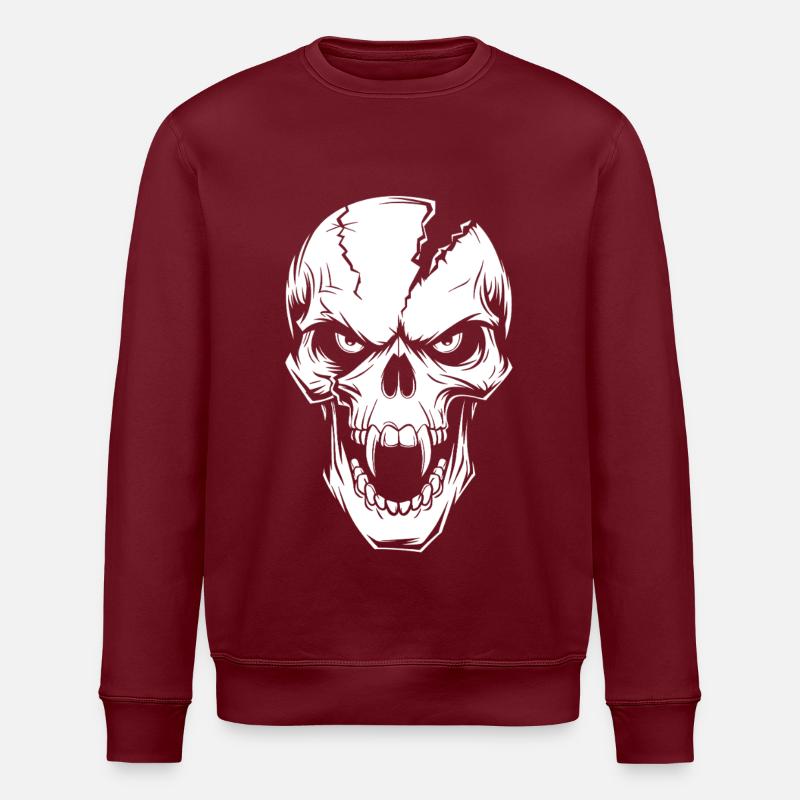 Wütender schreiender Skull - Stanley/Stella Unisex Bio-Sweatshirt ROLLER - Burgunderrot