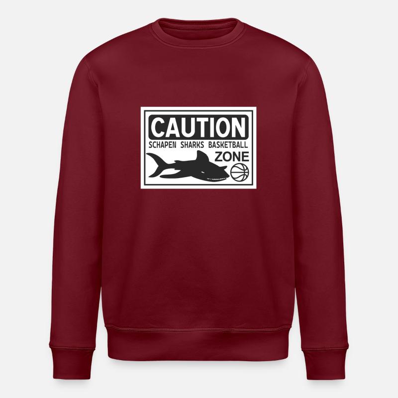 CAUTION SHARKS white - Stanley/Stella Unisex Bio-Sweatshirt ROLLER - Burgunderrot