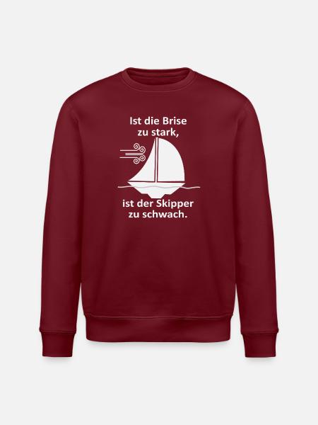 Skipper Spruch: Brise zu stark - Stanley/Stella Unisex Bio-Sweatshirt ROLLER - Burgunderrot