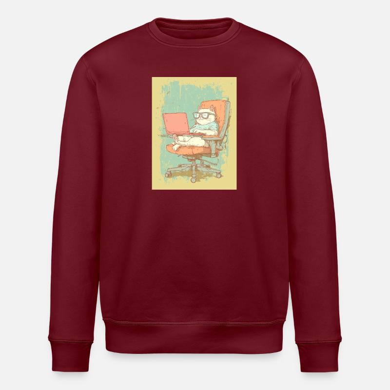 Homeoffice Level: Katze - Stanley/Stella Unisex Bio-Sweatshirt ROLLER - Burgunderrot