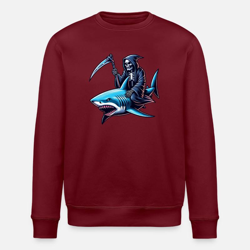 Skeleton Reaper chevauche un requin - Sweat bio ROLLER Stanley/Stella Unisexe - bordeaux