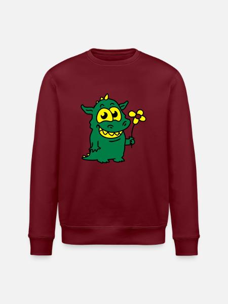 Dragon with Flower - Stanley/Stella ROLLER Unisex Organic Sweatshirt - burgundy