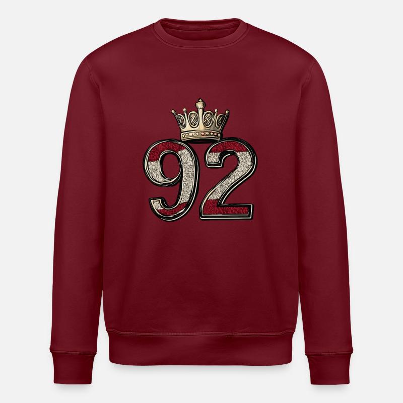 92 Nombre Couronne - Sweat bio ROLLER Stanley/Stella Unisexe - bordeaux