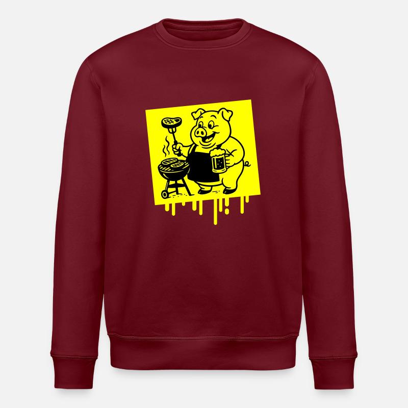Schwein Grillen Bier - Stanley/Stella Unisex Bio-Sweatshirt ROLLER - Burgunderrot