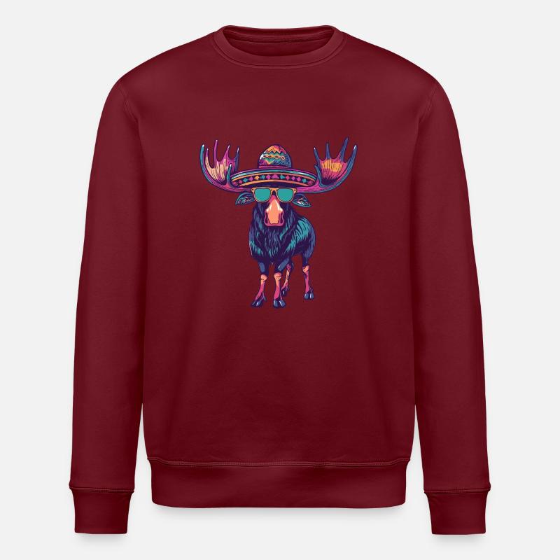 Moose Comic Funny Sombrero - Stanley/Stella ROLLER Unisex Organic Sweatshirt - burgundy