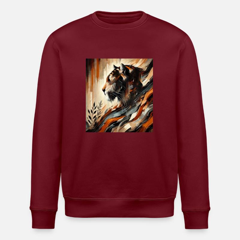 Abstract Tiger - Stanley/Stella ROLLER Unisex Organic Sweatshirt - burgundy