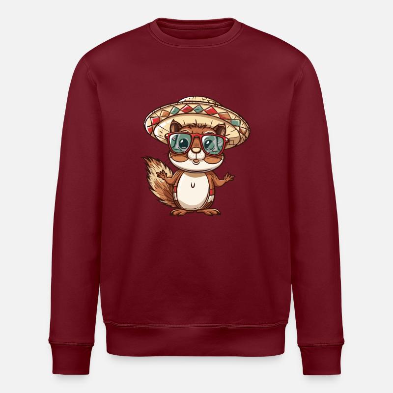 Squirrel Comic Funny Sombrero - Stanley/Stella ROLLER Unisex Organic Sweatshirt - burgundy