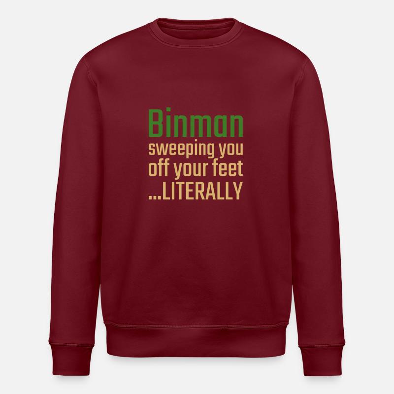 Binman Valentine's Day Sweeping you - Stanley/Stella ROLLER Unisex Organic Sweatshirt - burgundy