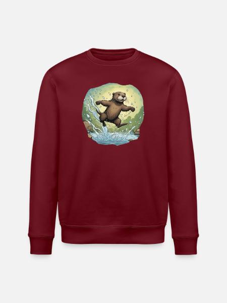 Kleiner Otter planscht - Stanley/Stella Unisex Bio-Sweatshirt ROLLER - Burgunderrot