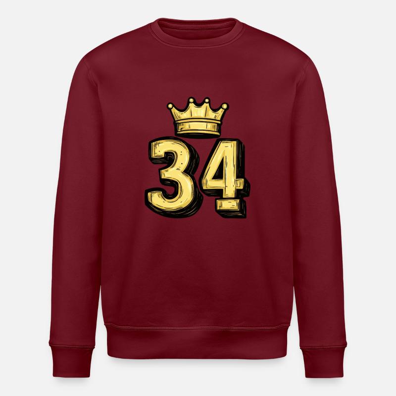 34 Zahl Krone - Stanley/Stella Unisex Bio-Sweatshirt ROLLER - Burgunderrot