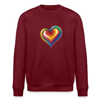 Regenbogen Herz - Stanley/Stella Unisex Bio-Sweatshirt ROLLER - Burgunderrot - Vorne - Nik (191cm)