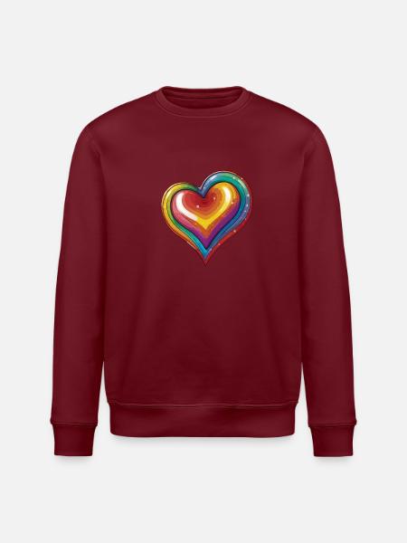 Regenbogen Herz - Stanley/Stella Unisex Bio-Sweatshirt ROLLER - Burgunderrot
