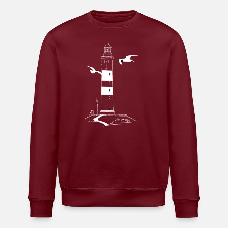 Phare d’Amrum avec des mouettes - Sweat bio ROLLER Stanley/Stella Unisexe - bordeaux