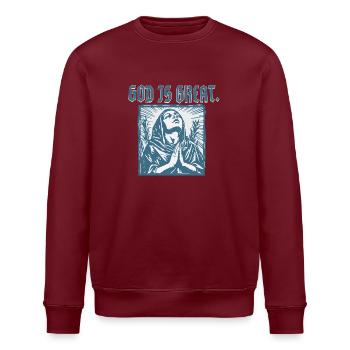 Gott ist groß – Betende Frau Glaubensdesign - Stanley/Stella Unisex Bio-Sweatshirt ROLLER - Burgunderrot - Vorne - Nik (191cm)