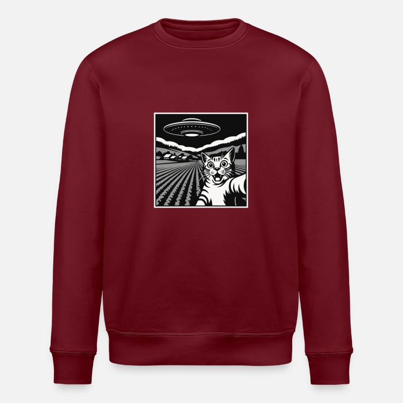 Funny Cat, Alien Machine - Stanley/Stella Unisex Bio-Sweatshirt ROLLER - Burgunderrot
