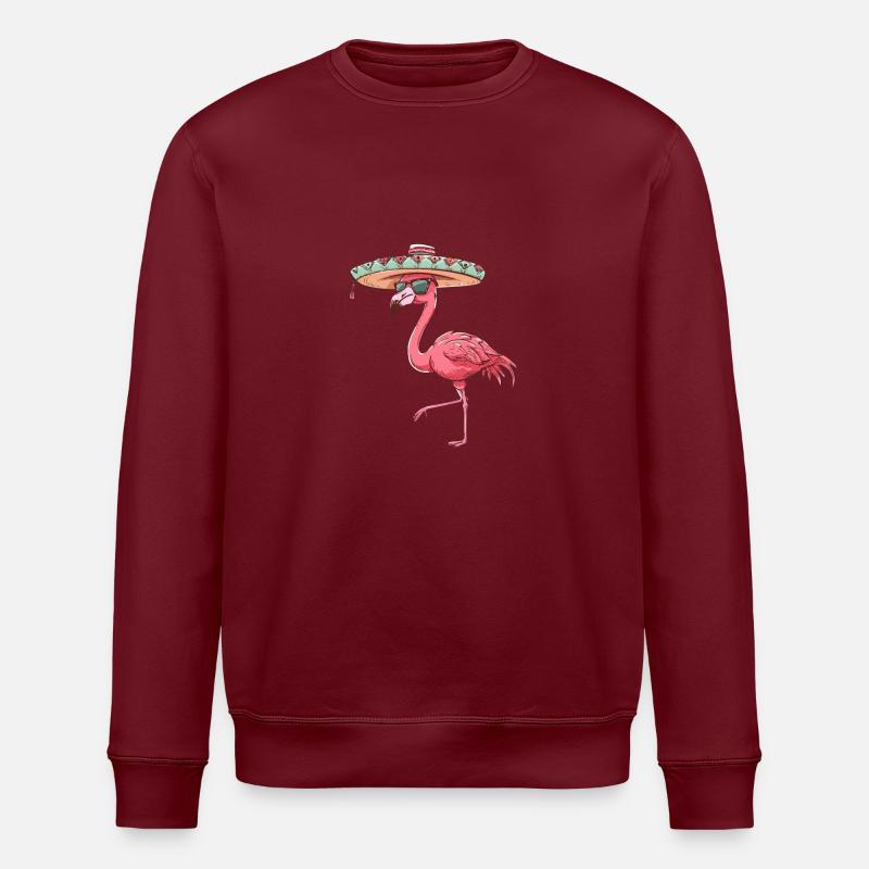 Flamingo Comic Funny Sombrero - Stanley/Stella ROLLER Unisex Organic Sweatshirt - burgundy