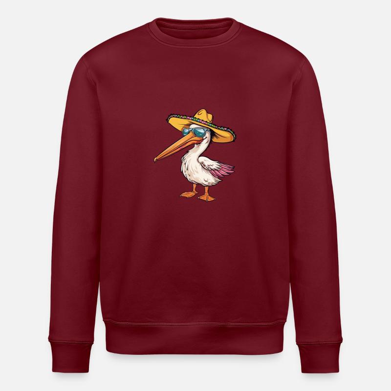 Pélican oiseau Drôle Sombrero - Sweat bio ROLLER Stanley/Stella Unisexe - bordeaux