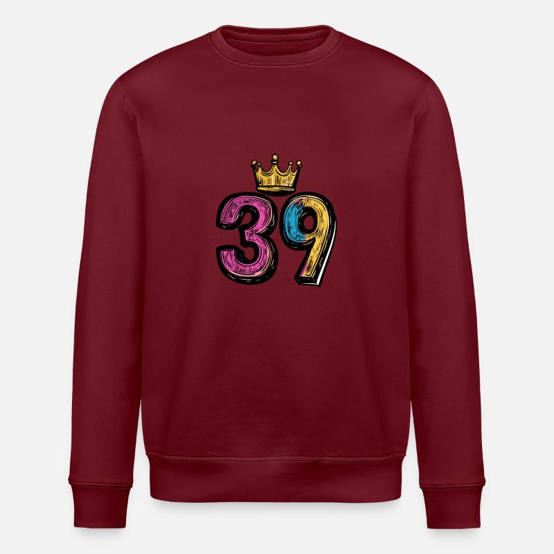 39 Zahl Krone - Stanley/Stella Unisex Bio-Sweatshirt ROLLER - Burgunderrot