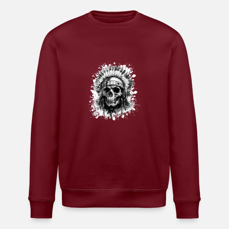 Indianer Häuptling Totenkopf - Stanley/Stella Unisex Bio-Sweatshirt ROLLER - Burgunderrot