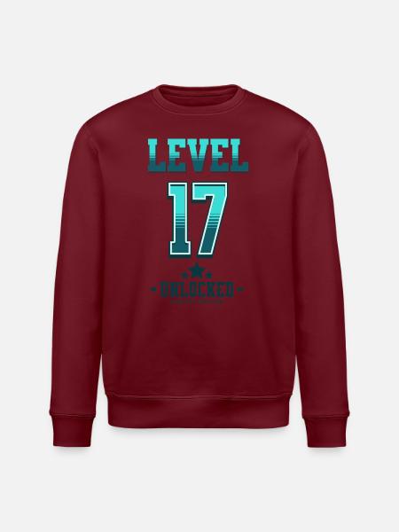 Level 17 freigeschaltet – Gamer Geburtstag - Stanley/Stella Unisex Bio-Sweatshirt ROLLER - Burgunderrot