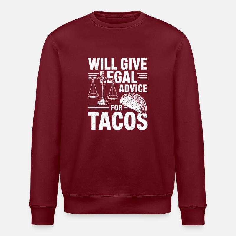 Tacos vs conseils juridiques - Sweat bio ROLLER Stanley/Stella Unisexe - bordeaux