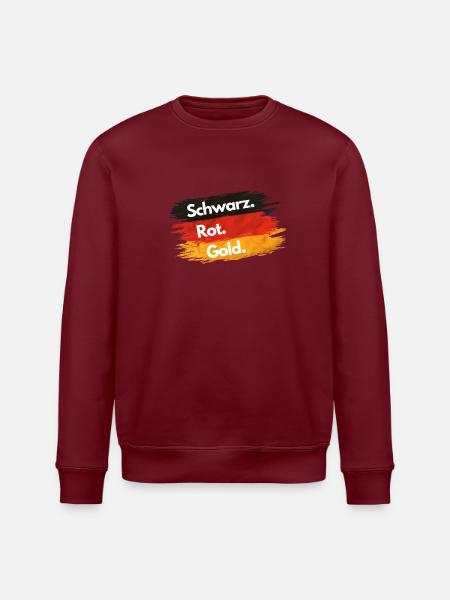 Schwarz - Rot - Gold - Deutschland EM 2024 - Stanley/Stella Unisex Bio-Sweatshirt ROLLER - Burgunderrot