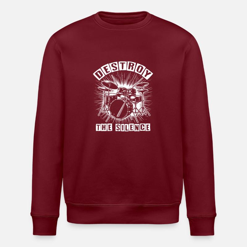 Batterie Batteur Destroy Silence Rockband - Sweat bio ROLLER Stanley/Stella Unisexe - bordeaux
