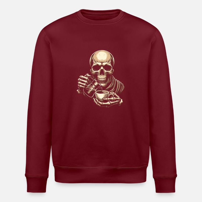 Crâne avec tasse à café - Sweat bio ROLLER Stanley/Stella Unisexe - bordeaux