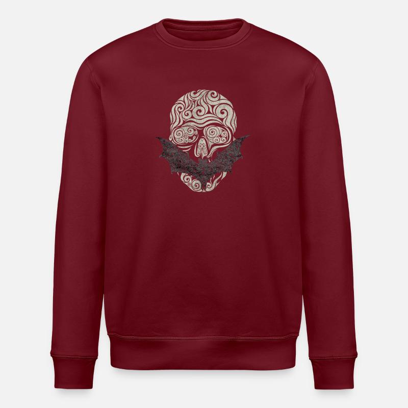 Totenschädel / Fledermaus - Stanley/Stella Unisex Bio-Sweatshirt ROLLER - Burgunderrot