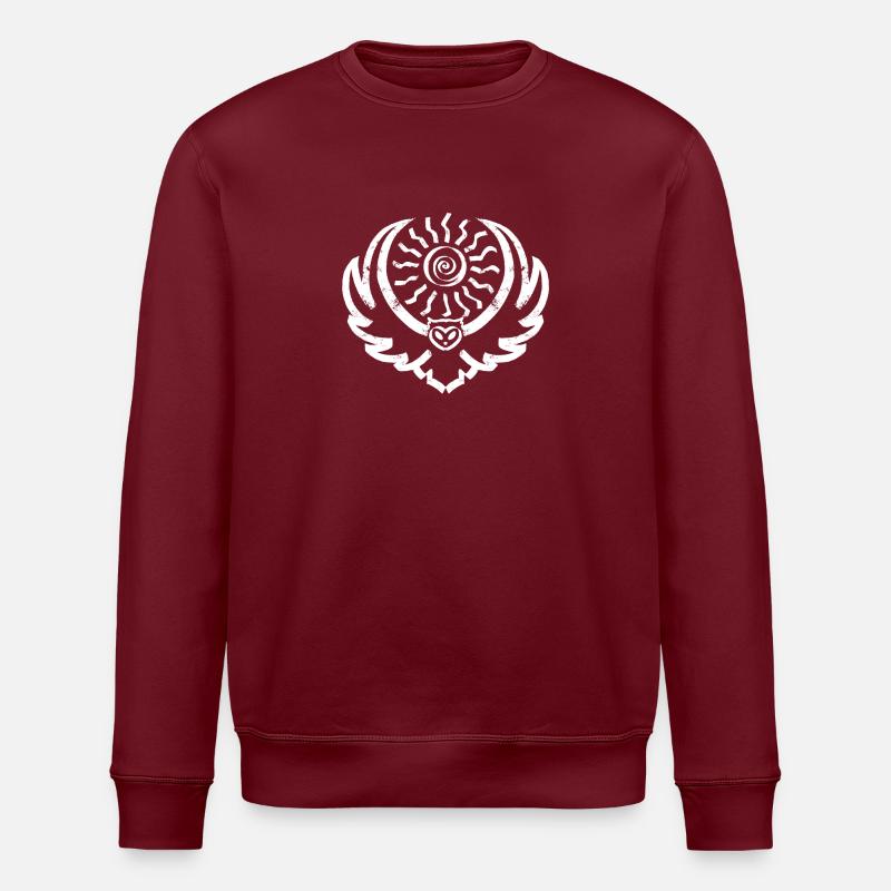 Weiße Eule und Sonne - Stanley/Stella Unisex Bio-Sweatshirt ROLLER - Burgunderrot