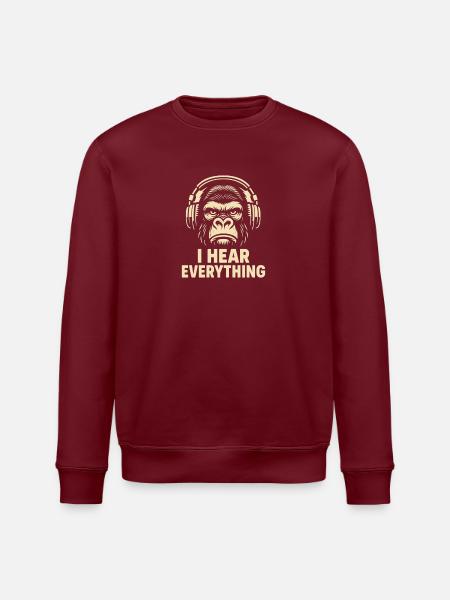 Gorilla I Hear Everything - Stanley/Stella Unisex Bio-Sweatshirt ROLLER - Burgunderrot