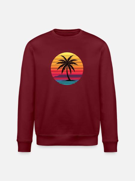 Palm Sunrise - Stanley/Stella ROLLER Unisex Organic Sweatshirt - burgundy