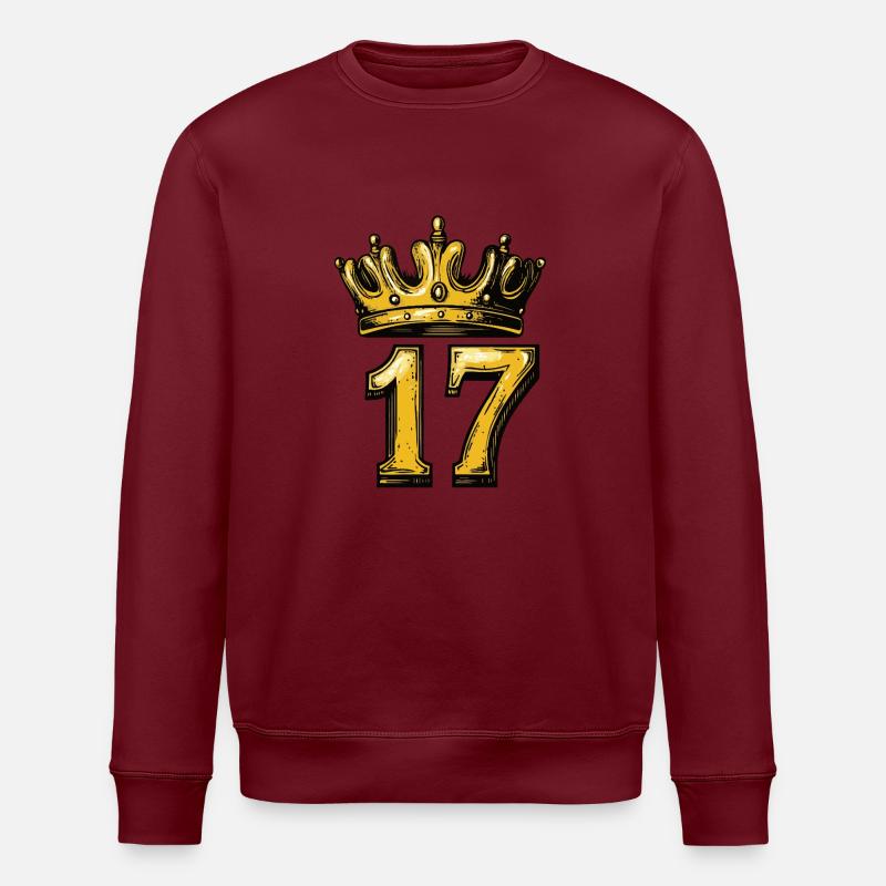 17 Zahl Krone - Stanley/Stella Unisex Bio-Sweatshirt ROLLER - Burgunderrot
