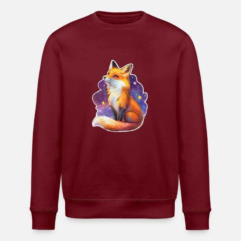 Fuchs und Sternenhimmel - Stanley/Stella Unisex Bio-Sweatshirt ROLLER - Burgunderrot
