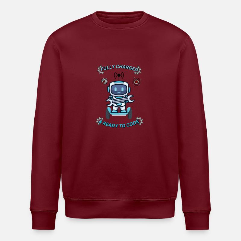 Nerd-Roboter - Stanley/Stella Unisex Bio-Sweatshirt ROLLER - Burgunderrot