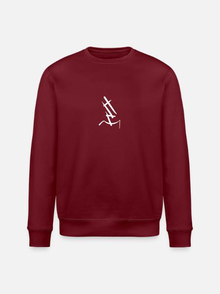 White E on black T-shirt - Stanley/Stella ROLLER Unisex Organic Sweatshirt - burgundy