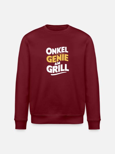 Onkel-Genie Grillmeister BBQ Held Geburtstag - Stanley/Stella Unisex Bio-Sweatshirt ROLLER - Burgunderrot
