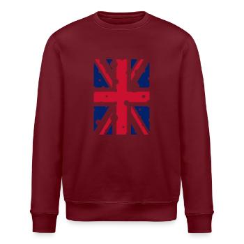 Englische Flagge - Stanley/Stella Unisex Bio-Sweatshirt ROLLER - Burgunderrot - Vorne - Nik (191cm)