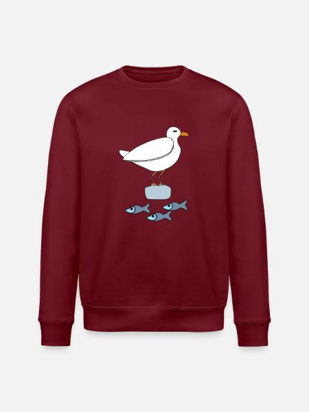 möve mit fischen - Stanley/Stella Unisex Bio-Sweatshirt ROLLER - Burgunderrot