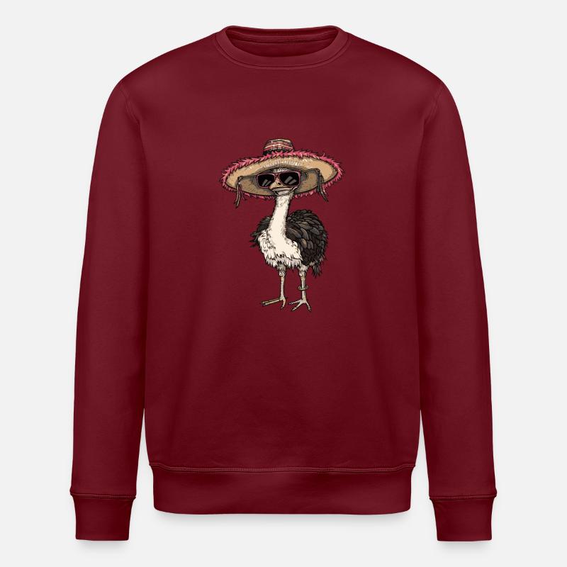 Strauß Comic Lustig Sombrero - Stanley/Stella Unisex Bio-Sweatshirt ROLLER - Burgunderrot