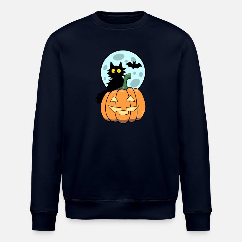 Chat sur citrouille - Sweat bio ROLLER Stanley/Stella Unisexe - marine