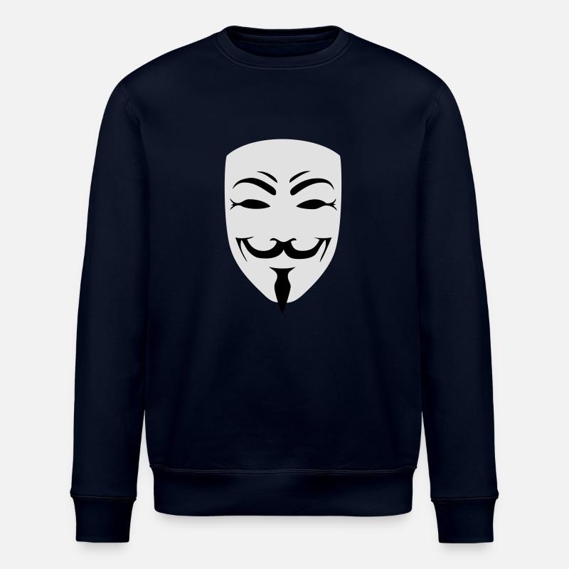 anonymous happy mask internet hack - Stanley/Stella ROLLER Unisex Organic Sweatshirt - navy