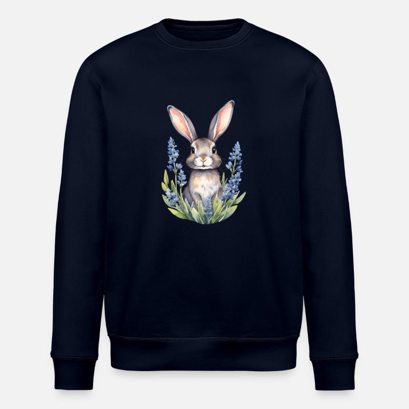 Texas Bluebonnet Bunny Rabbit - Stanley/Stella ROLLER Unisex Organic Sweatshirt - navy