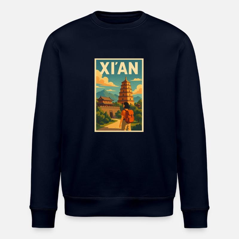 Xian Retro Poster Design - Stanley/Stella Unisex Bio-Sweatshirt ROLLER - Navy
