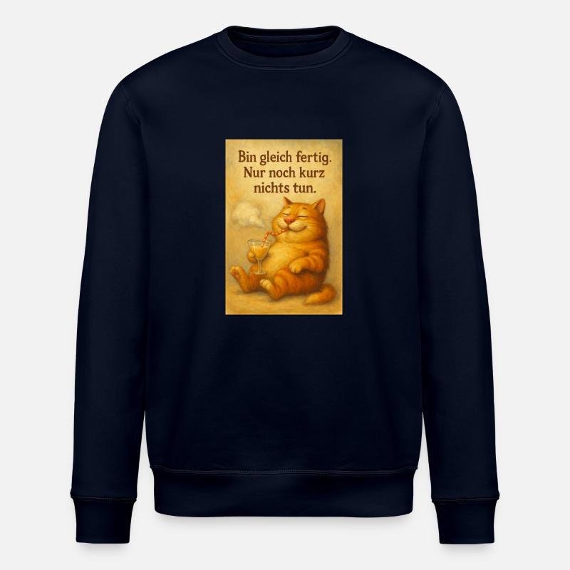 Katze mit Cocktail - Stanley/Stella Unisex Bio-Sweatshirt ROLLER - Navy
